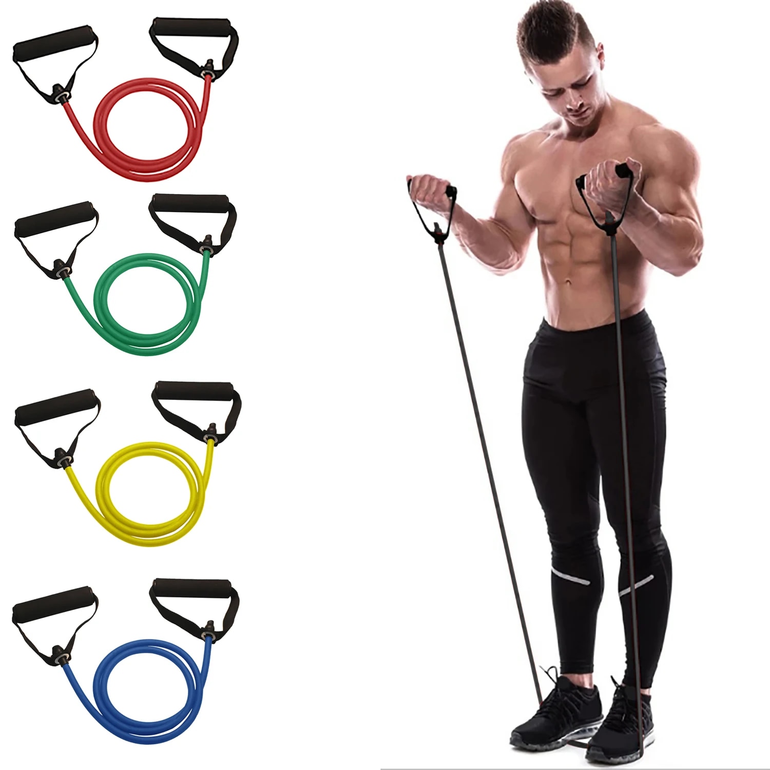 Sports Equipment Club - Fasce di resistenza con manici, fasce
